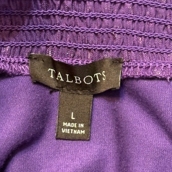 Talbots Vibrant Purple Blouse with Sheer Textured Sleeves size Large - Picture 4 of 12